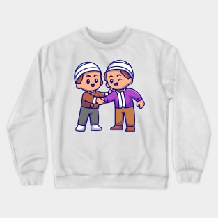 Couple Muslim Men Shaking Hands Cartoon Crewneck Sweatshirt